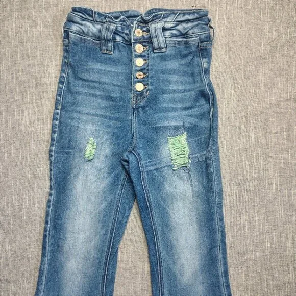 KanCan Maurices Jeans Girls Size 23x29 Flare High Rise Button Fly Ripped Stretch - Picture 2 of 13